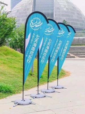 Fiberglass Poles Stainless Steel Base Flying Banner Teardrop/feather/square Beach Flag With Water Bag Cross Base Spike B