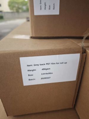 Eco-Sovlent  Satin Grey Back PET Film 350mic/450GSM for X Banner / display/ Roll up Banner stand