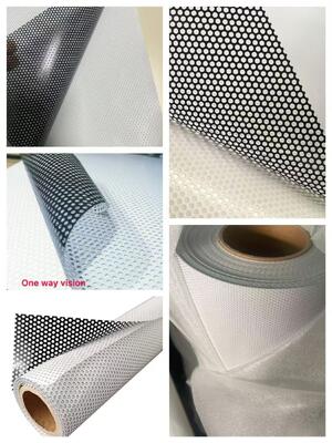 40% de transmitancia Vinilo perforado autoadhesivo (visión unidireccional) 140mic/140gsm para aplicación en ventanas